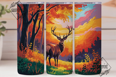 Autumn Stag Forest 20oz Tumbler Wrap Sublimation sassyprint 