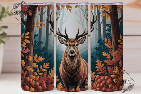 Autumn Stag Forest 20oz Tumbler Wrap Sublimation sassyprint 