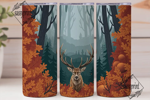 Autumn Stag Forest 20oz Tumbler Wrap Sublimation sassyprint 