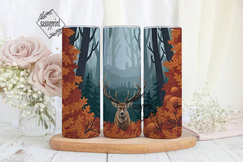 Autumn Stag Forest 20oz Tumbler Wrap Sublimation sassyprint 