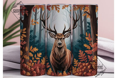 Autumn Stag Forest 20oz Tumbler Wrap Sublimation sassyprint 