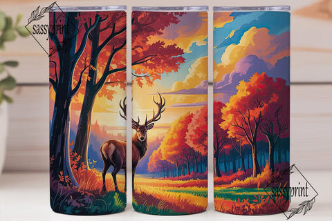 Autumn Stag Forest 20oz Tumbler Wrap Sublimation sassyprint 