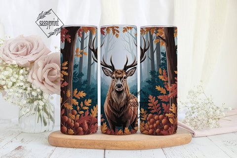 Autumn Stag Forest 20oz Tumbler Wrap Sublimation sassyprint 