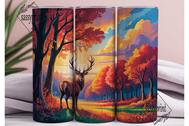 Autumn Stag Forest 20oz Tumbler Wrap Sublimation sassyprint 
