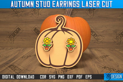 Autumn Stud Earrings | Jewelry Design | Fall Design | Autumn Season | CNC File SVG Fly Design 