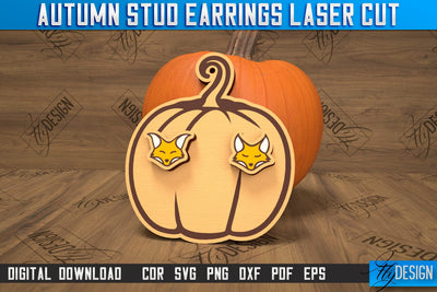 Autumn Stud Earrings | Jewelry Design | Fall Design | Autumn Season | CNC File SVG Fly Design 