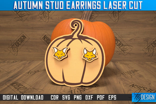 Autumn Stud Earrings | Jewelry Design | Fall Design | Autumn Season | CNC File SVG Fly Design 