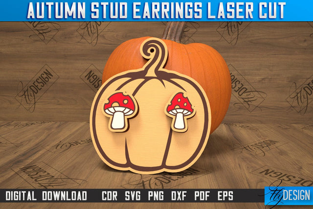 Autumn Stud Earrings | Jewelry Design | Fall Design | Autumn Season | CNC File SVG Fly Design 