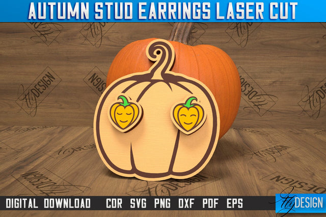Autumn Stud Earrings | Jewelry Design | Fall Design | Autumn Season | CNC File SVG Fly Design 