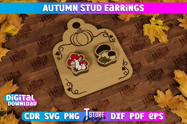 Autumn Stud Earrings | Jewelry Design | Fall Design | Autumn Season | CNC File SVG The T Store Design 
