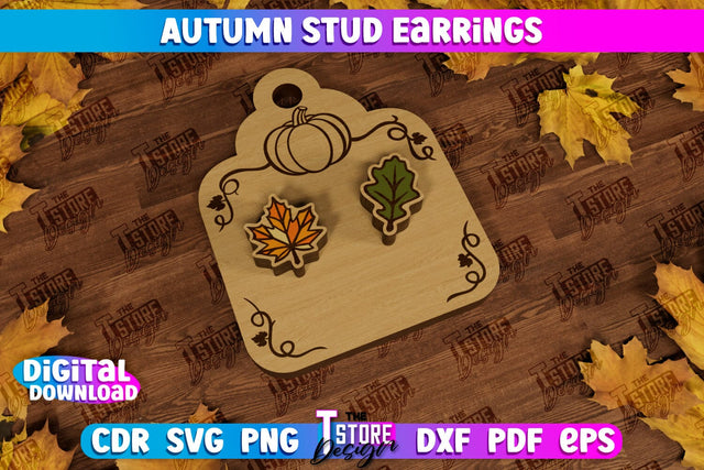 Autumn Stud Earrings | Jewelry Design | Fall Design | Autumn Season | CNC File SVG The T Store Design 