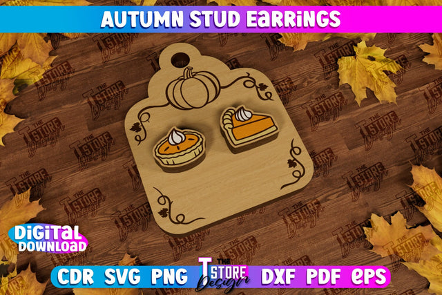 Autumn Stud Earrings | Jewelry Design | Fall Design | Autumn Season | CNC File SVG The T Store Design 