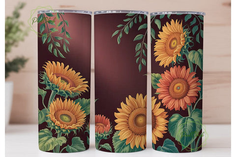 Autumn Sunflower 20oz Tumbler Wrap Sublimation PixelChick 