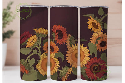 Autumn Sunflower 20oz Tumbler Wrap Sublimation PixelChick 