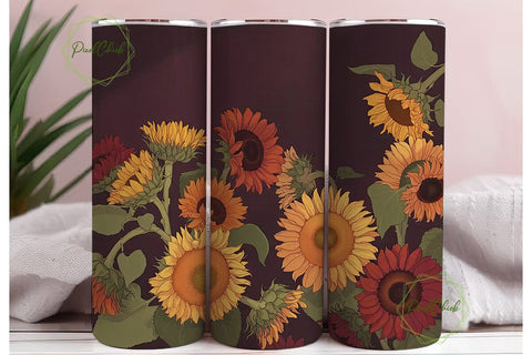 Autumn Sunflower 20oz Tumbler Wrap Sublimation PixelChick 