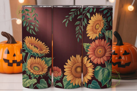 Autumn Sunflower 20oz Tumbler Wrap Sublimation PixelChick 