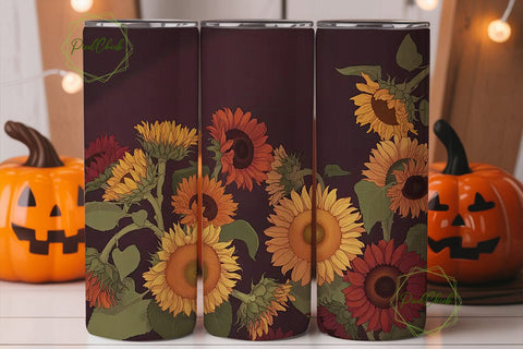 Autumn Sunflower 20oz Tumbler Wrap Sublimation PixelChick 
