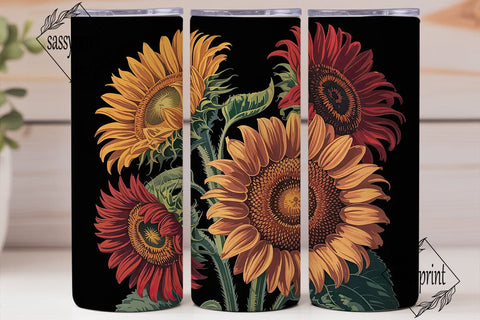 Autumn Sunflower 20oz Tumbler Wrap Sublimation sassyprint 