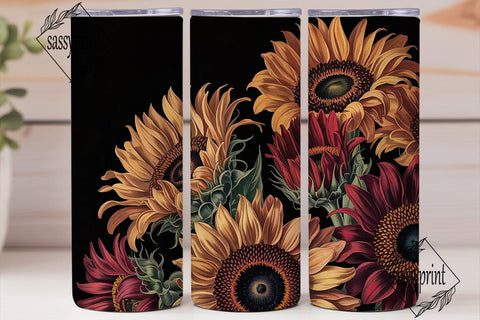Autumn Sunflower 20oz Tumbler Wrap Sublimation sassyprint 
