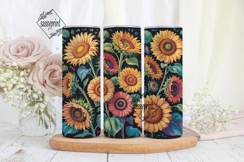 Autumn Sunflower 20oz Tumbler Wrap Sublimation sassyprint 