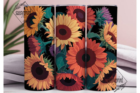 Autumn Sunflower 20oz Tumbler Wrap Sublimation sassyprint 