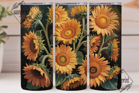 Autumn Sunflower 20oz Tumbler Wrap Sublimation sassyprint 