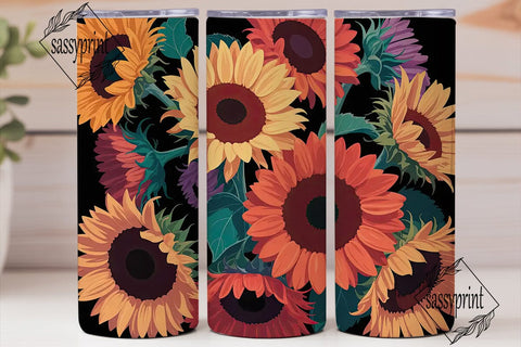 Autumn Sunflower 20oz Tumbler Wrap Sublimation sassyprint 