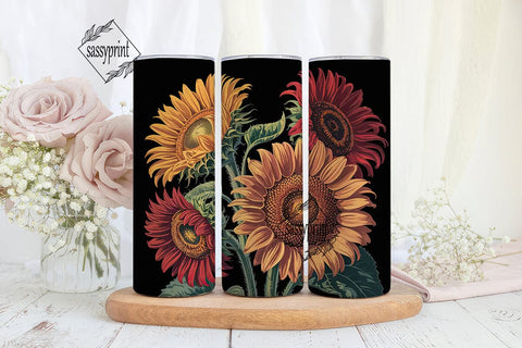Autumn Sunflower 20oz Tumbler Wrap Sublimation sassyprint 