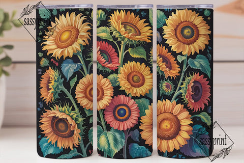 Autumn Sunflower 20oz Tumbler Wrap Sublimation sassyprint 
