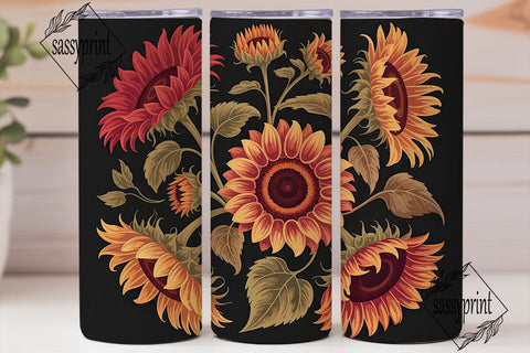 Autumn Sunflower 20oz Tumbler Wrap Sublimation sassyprint 