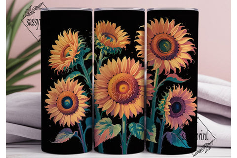 Autumn Sunflower 20oz Tumbler Wrap Sublimation sassyprint 