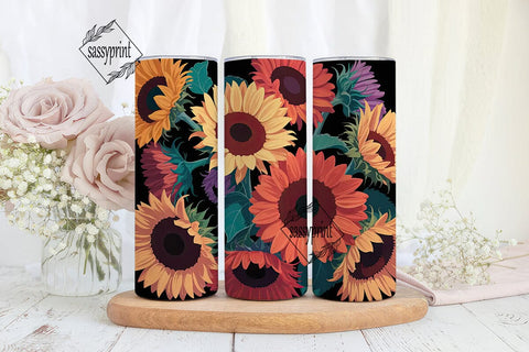 Autumn Sunflower 20oz Tumbler Wrap Sublimation sassyprint 
