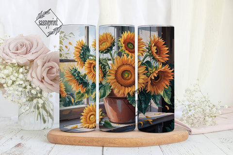 Autumn Sunflower 20oz Tumbler Wrap Sublimation sassyprint 