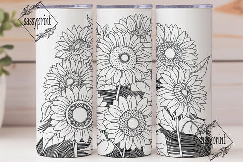 Autumn Sunflower 20oz Tumbler Wrap Sublimation sassyprint 