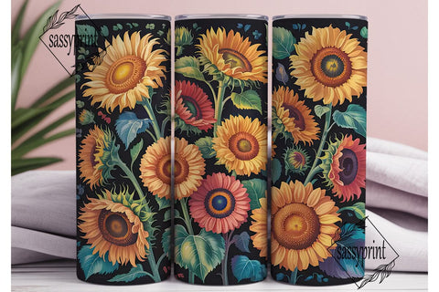 Autumn Sunflower 20oz Tumbler Wrap Sublimation sassyprint 