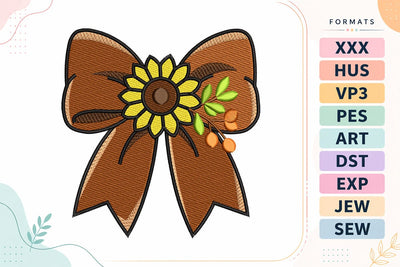 Autumn Sunflower Bow Embroidery Design Embroidery/Applique DESIGNS sg embroidery 