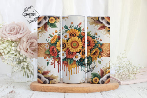 Autumn Sunflower & Daisy 20oz Tumbler Sublimation sassyprint 