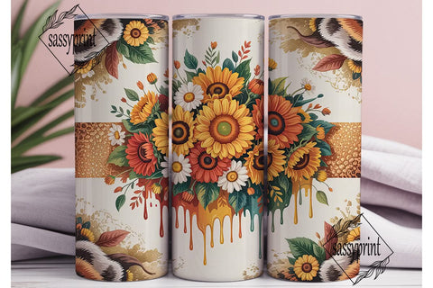 Autumn Sunflower & Daisy 20oz Tumbler Sublimation sassyprint 