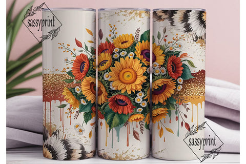 Autumn Sunflower & Daisy 20oz Tumbler Sublimation sassyprint 