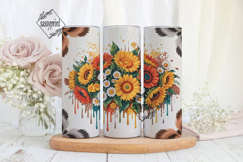 Autumn Sunflower & Daisy 20oz Tumbler Sublimation sassyprint 