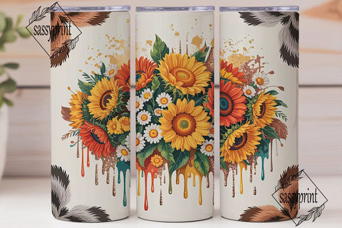 Autumn Sunflower & Daisy 20oz Tumbler Sublimation sassyprint 