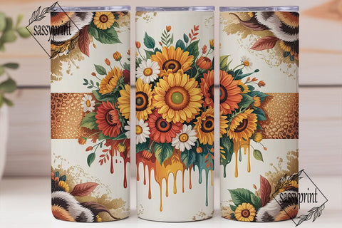 Autumn Sunflower & Daisy 20oz Tumbler Sublimation sassyprint 