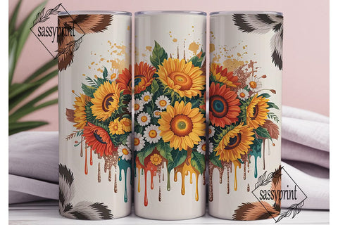 Autumn Sunflower & Daisy 20oz Tumbler Sublimation sassyprint 