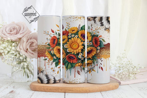 Autumn Sunflower & Daisy 20oz Tumbler Sublimation sassyprint 