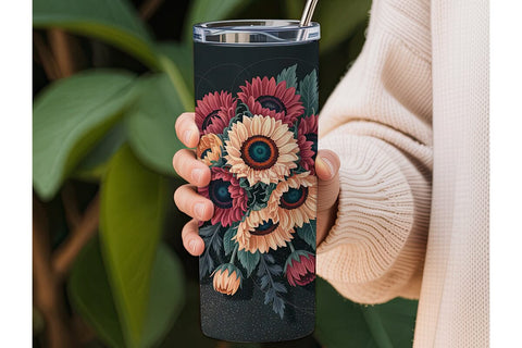 Autumn Sunflower Floral 20oz Tumbler Sublimation DesignSVG 