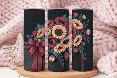 Autumn Sunflower Floral 20oz Tumbler Sublimation DesignSVG 