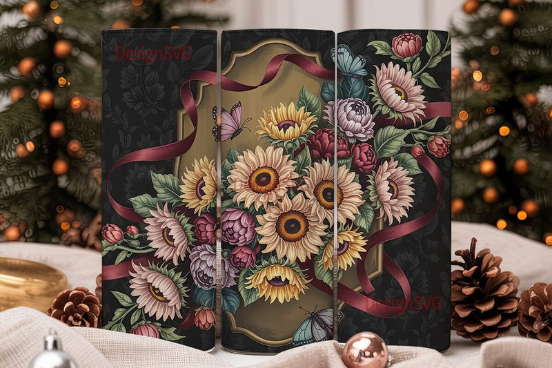 Autumn Sunflower Floral 20oz Tumbler Sublimation DesignSVG 