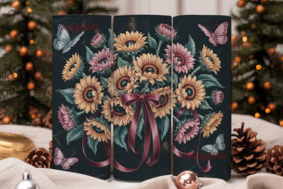 Autumn Sunflower Floral 20oz Tumbler Sublimation DesignSVG 