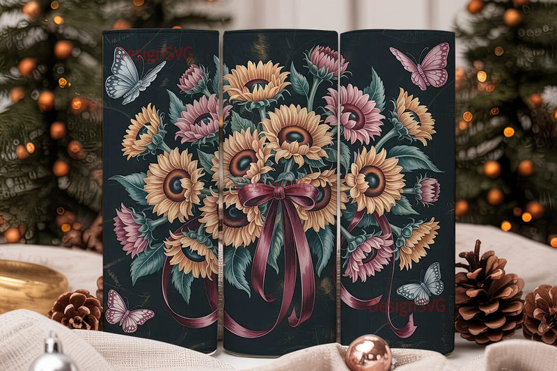 Autumn Sunflower Floral 20oz Tumbler Sublimation DesignSVG 