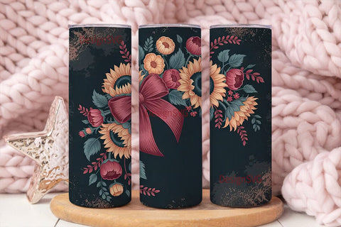 Autumn Sunflower Floral 20oz Tumbler Sublimation DesignSVG 